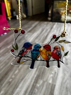 5” Colorful Birds on Branch Suncatcher