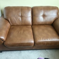 Brown Leather Loveseat