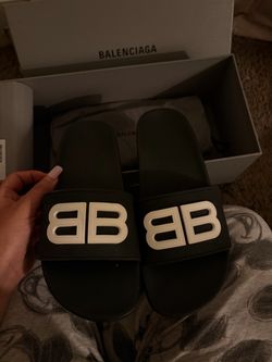 Balenciaga BB Logo Slide Sandals