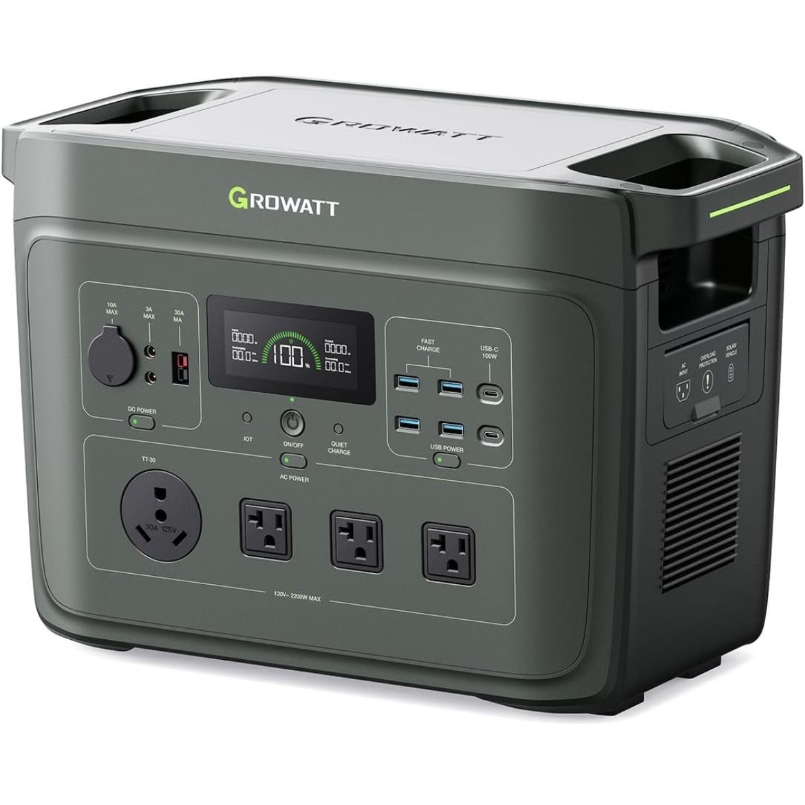 GROWATT Portable Power Station,Infinity 2000 Green Electric Solar Generator,2048Wh LifePO4 Battery,2200W AC Output for Home Use, Outdoor Camping, RVs
