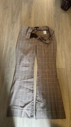 Brown Houndstooth Flare Pants