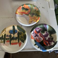 Painted Artist Plates 8.25 Inches 