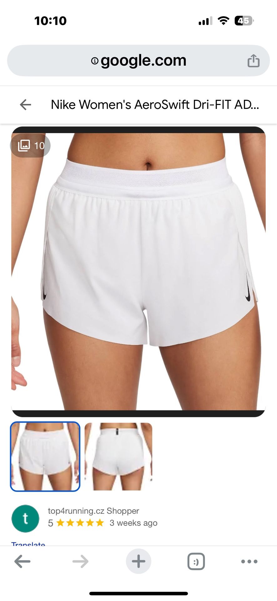 Nike AeroSwift Women's Dri-FIT ADV Mid-Rise 3" Brief-Lined Running Shorts Size Large White