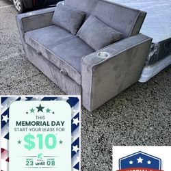 Convertible Sofa Sleeper Sofa W/ Cup Holders & USB Port