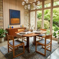 Set of 4 (+1) Vintage Gunlocke Solid Oak Chairs MCM Mid-Century Modern Dining Occasional Side