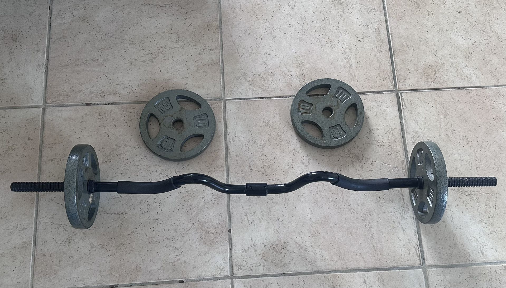 Curl Bar + Weights