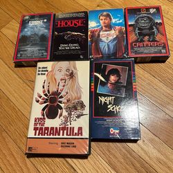6 Vintage Betamaxe Horror Movies- Fright Night, Teen Wolf, Critters, Night School