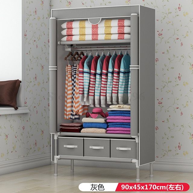 NEW! Simple Wardrobe Reinforcement Thick Steel Frame Bold Cloth Wardrobe Storage Assembly Fabric Wardrobe Student Wardrobe Economy