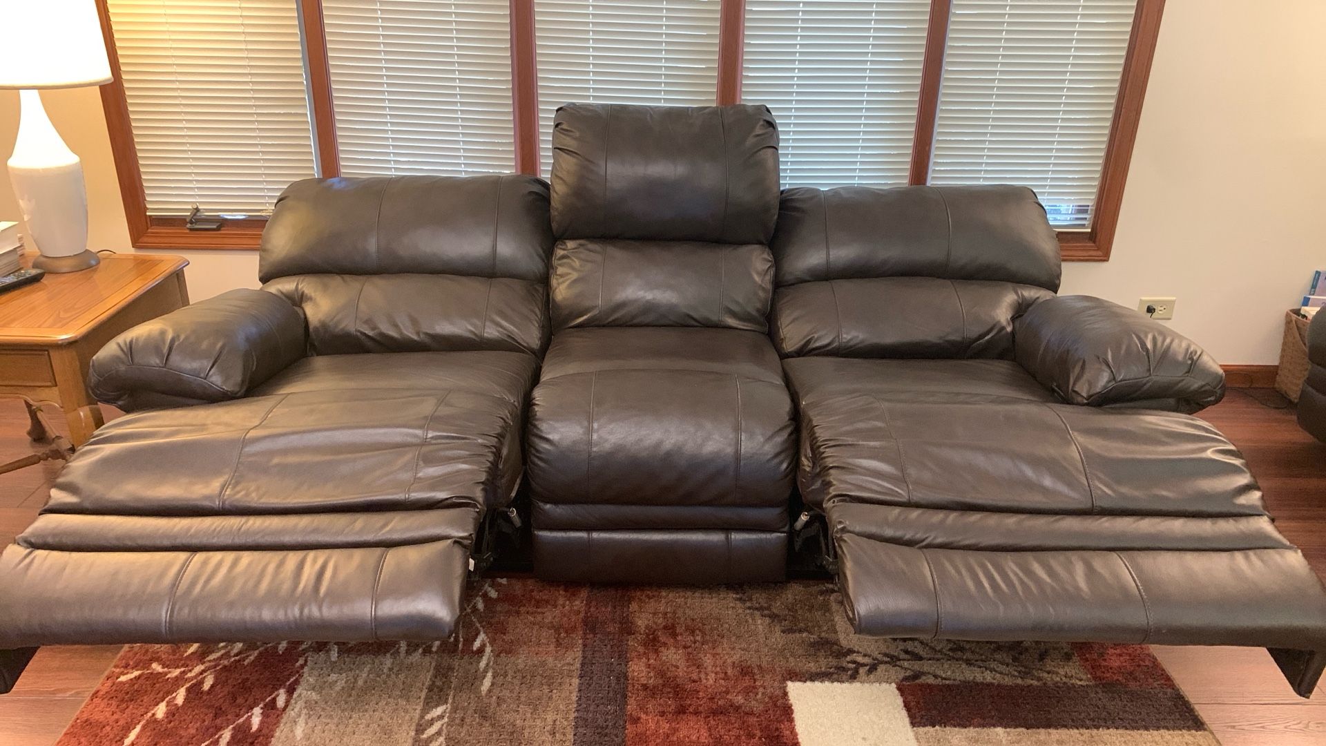 Leather 90 Inch Recliner Sofa