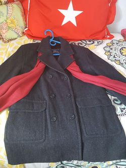 Women Burberry 100%Woolrich Pea Coat