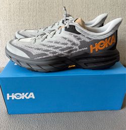 HOKA Speedgoat 5 Trail Running Shoes Harbor Mist Black Men’s Size 12 D