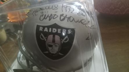 Signed mini helmet raiders cliff branch