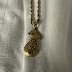 Real 10kt Rope Chain And Pendant 