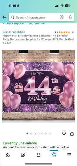 44th Birthday Banner