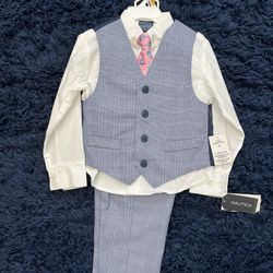4 Piece Brand New Nautica Boys Dress Vest Suit 