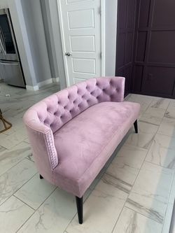 Pink Velvet Tufted Loveseat Settee