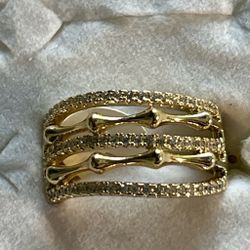 Gold Tone Skeleton bone ring 14k for women