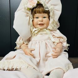 Realistic Very Detailed Large Doll With Matching Silk Plush Blanket Pink