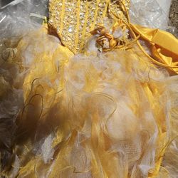 Stunning  2 Piece Yellow And White Quinceañeras Ball Gown