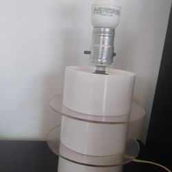 LIGHTS: White, modern, plastic, table/bedside light, 9"(w/o lightbulb). Light Weight