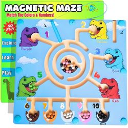 Magnetic Color and Number Maze - Navigate, Sort, and Count! Best Magnet Toys Sorting Games - Montessori Toys for 3 4 5+ Year Olds - Dinosaur Toys for 
