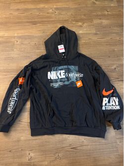 Nike Sportswear Oversized Graphic Hoodie Black Men’s Large (L) NWT “Try To Keep Up”