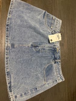Light Wash Denim Mini Skirt Size L