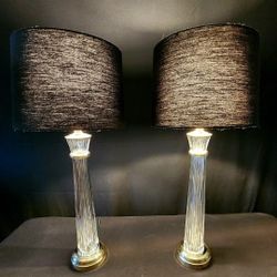 Waterford Carina Column Lamps - Deep Vertical Cuts In Absolutely Mint Condition!