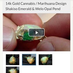 14-karat Gold Opal And Raw Emerald Pendant 