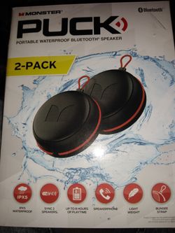 NewMonster Puck Portable Water Proof Bluetooth Speaker MNPUCK-2PK - Set of 2 - NEW