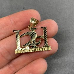 10K Yellow Gold Live 2 Hustle Pendant Charm 