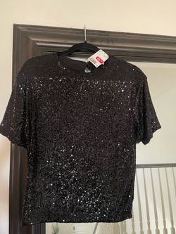 Black glittering beautiful blouse. Size sm