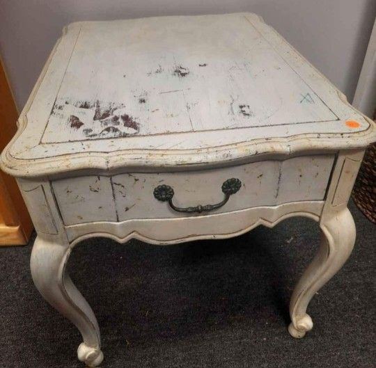 Antique solid wood 1950's side table - $55