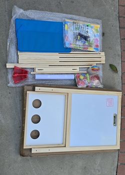 Kids Easel Wooden Magnetic Chalkboard & Whiteboard with Paper Roll