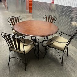 Dining Set ( Solid Wood 🪵 Top And Wrought Iron Metal).
