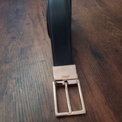 Brioni ..GOLD ROSE TONE , REVERSIBLE BLACK AND BROWN MENS BELT 
