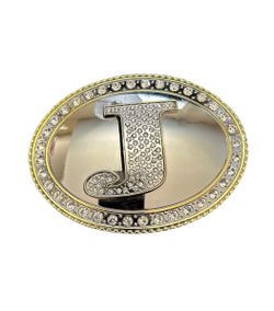 Letter J Rhinestone Belt Buckle
