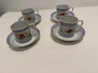 Haviland Limoges France Empress Josephine Demitasse Cups & Saucers Set