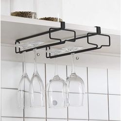 Wine Glass Holder 2PCS Stemware Rack Hanger Under Cabinet