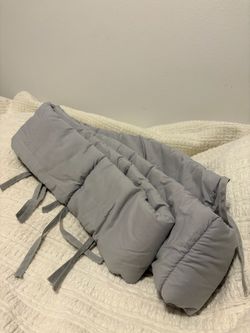 Gray Padded Crib Bumper with Ties