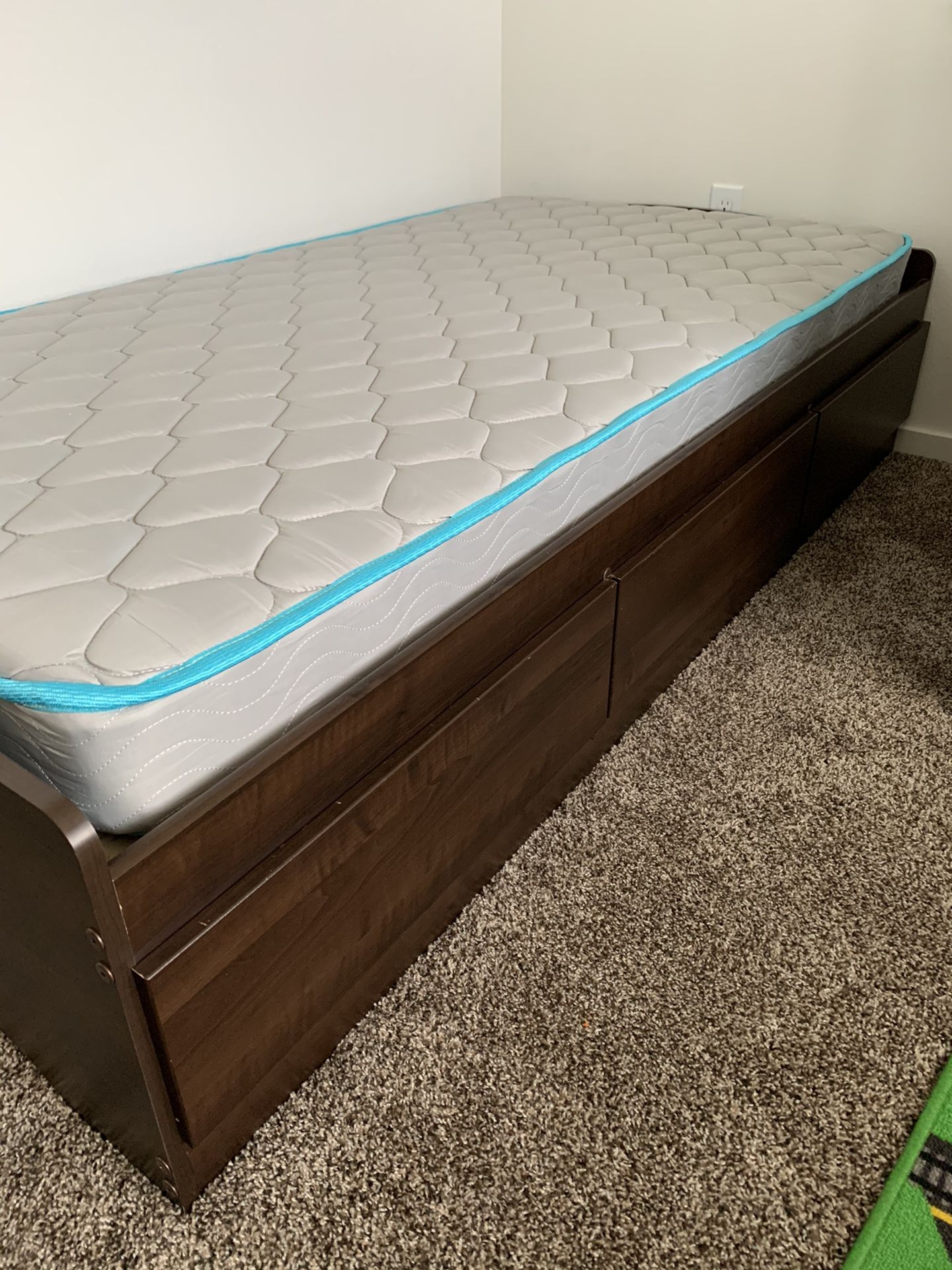 Twin size bed frame and mattress