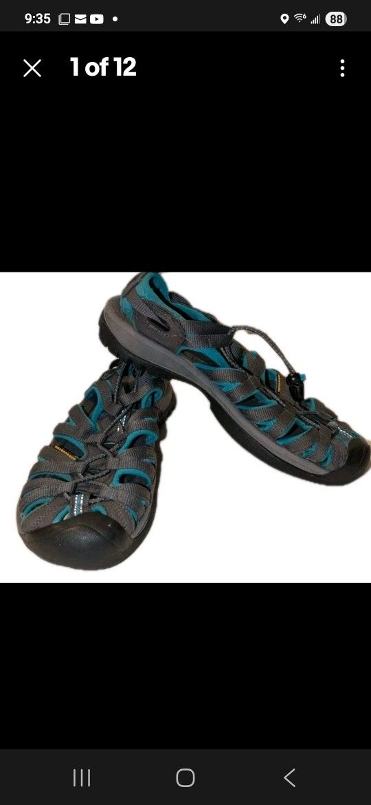 Keen Whisper Sport Sandals Womens 7 Gray Teal Waterproof Hiking Water Shoes