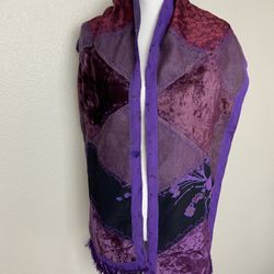 Vintage Patchwork Scarf Reversible Fringe