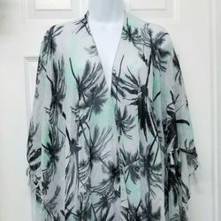 Green Tropical Print Cover up Scarf 