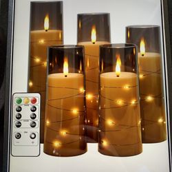 Flameless LED Candles with Timer 5 Pc Flickering Flameless Candles for Romantic Ambiance and Home Decoration Stable Acrylic Shell,with Embedded @A11