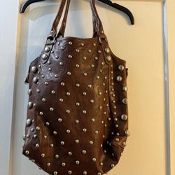 New Brown Hobo Bag with Metal Studs