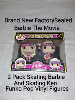 Brand New Factory Sealed Barbie The Movie Funko Pop 2 Pack Skating Barbie & Skating Ken Vinyl Figures