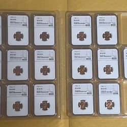 16x - MS66 RD Lot - 1950’s Wheat pennies- MS64RD NGC GRADED lot