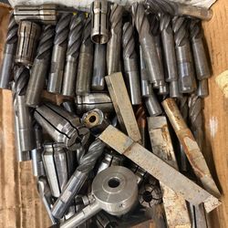 Large Lot of Industrial Cutting Tools – End Mills, Drill Bits, Collets – Mixed New & Used