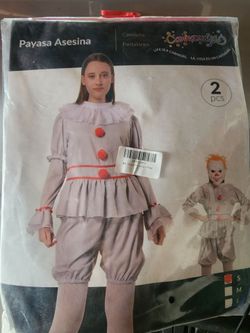 Killer Clown Halloween Costume 2-Piece Set